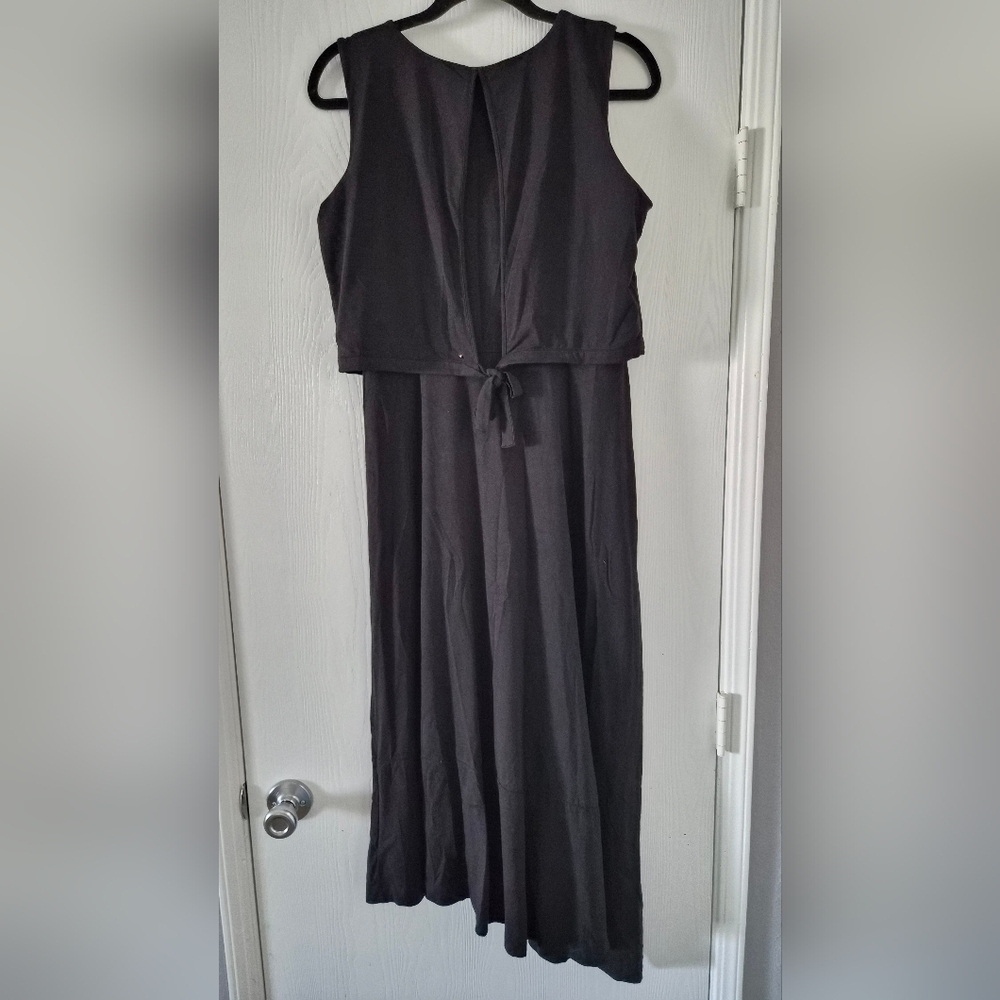 Cuyana Black Asymmetrical Overlay Tie Back Dress Size Medium - Picture 8 of 10